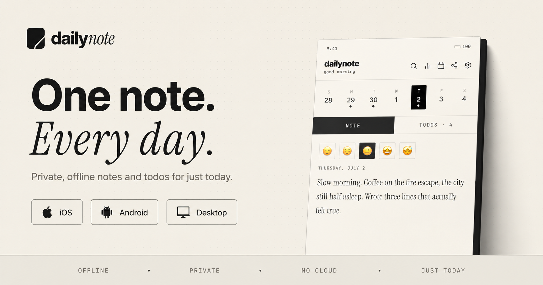 dailynote — Offline Notes App for iPhone